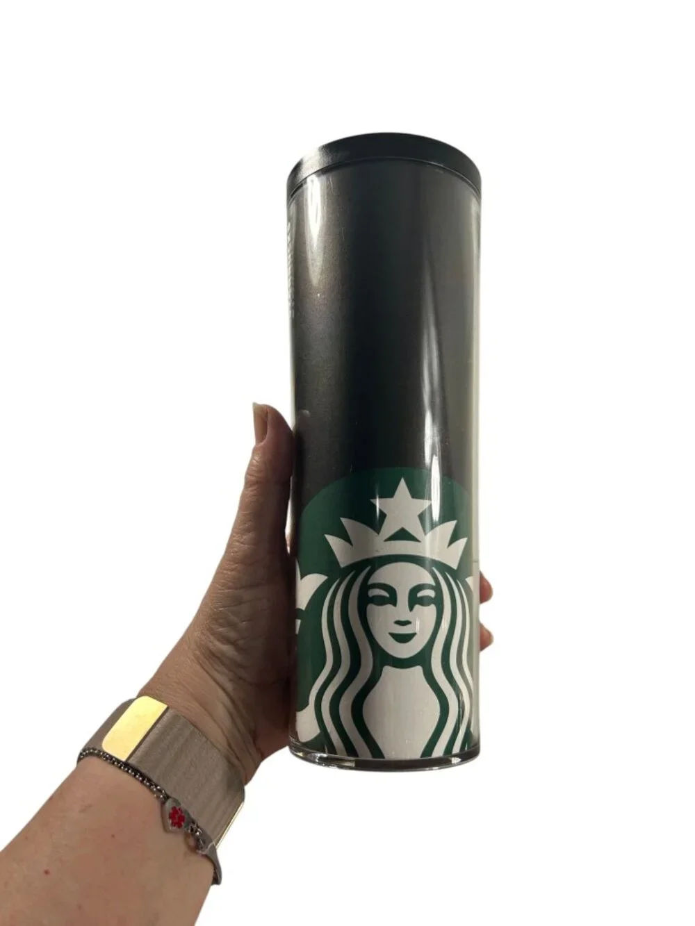 2011 Starbucks Plastic Travel Tumbler Coffee Mug Black Green Siren 20 oz